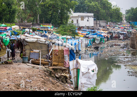 Bidonvilles de Delhi, Inde Banque D'Images