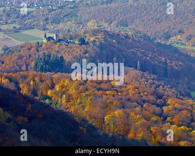 Vue dans la vallée de la Werra avec Rothestein Château et Bad Sooden Allendorf-, Hesse, Allemagne Banque D'Images
