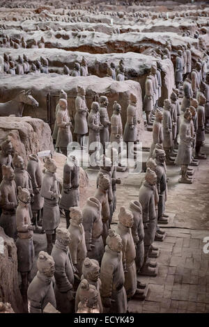 Soldats en terre cuite de Qin et l'excavation de chevaux dans la région de Xi'an, Shaanxi, China 2014 Banque D'Images