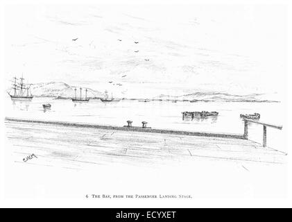 Une illustration de 1891 numérotée 041 représente « la baie » depuis l'étape d'atterrissage des passagers à Durban, en Afrique du Sud. Banque D'Images
