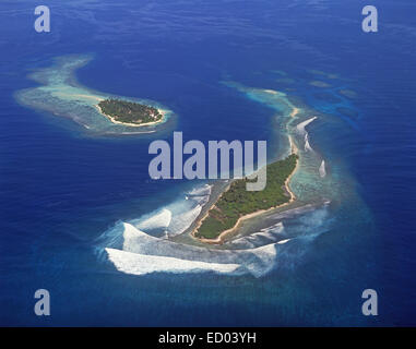 Vue aérienne de l'Atoll de Kaafu, îles, République des Maldives Banque D'Images