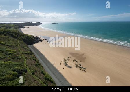 France, Cotes d'Armor, Lamballe, vol parapente sur le site de la ville Berneuf Banque D'Images