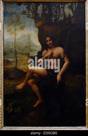 Leonardo da Vinci (1452-1519). Polymathe italien, peintre, sculpteur, architedt. Renaissance. Saint Jean Baptiste (Bacchus). 1510-1515. Tempera et huile sur panneau. Musée du Louvre. Paris. La France. Banque D'Images