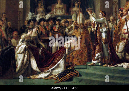 La consécration de l'Empereur Napoléon et couronnement de l'Impératrice Joséphine le 2 décembre 1804, par le peintre français Jacques Louis David (1748-1825). Musée du Louvre. Paris. La France. Banque D'Images