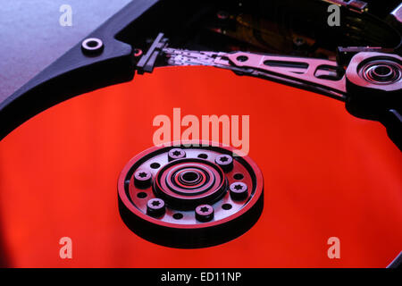 Vue intérieure des plateaux de disque dur Banque D'Images