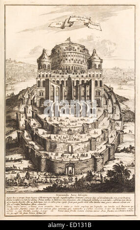 17ème siècle illustration de la Les jardins suspendus de Babylone, Sémiramis. Voir la description pour plus d'informations. Banque D'Images