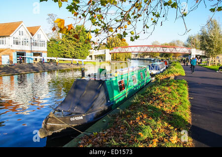 Péniche sur la rivière Cam en automne, Cambridge Cambridgeshire Angleterre Royaume-Uni UK Banque D'Images