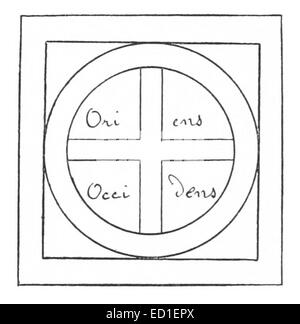 L’œuvre de Rainaud de 1893 décrit la division de la Terre en quatre régions, basée sur un manuscrit de l’image du monde de la Bibl, un texte cosmographique médiéval. Banque D'Images