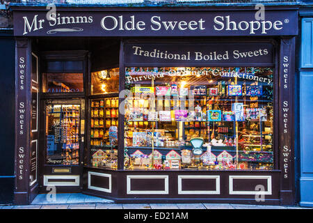 Monsieur Simms Olde Sweet Shoppe, les confiseurs anglais traditionnel dans New York. Banque D'Images