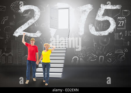 Composite image of mature couple walking and holding hands Banque D'Images