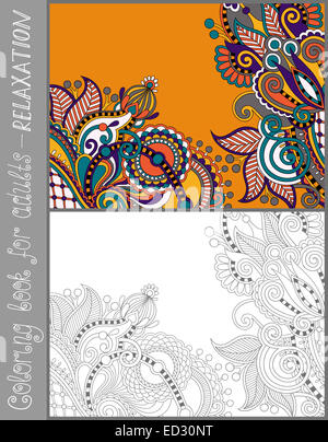 La page de coloriage pour adultes - conception paisley fleurs Banque D'Images