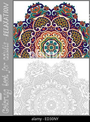 La page de coloriage pour adultes - conception paisley fleurs Banque D'Images