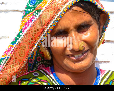 Portrait de femme etnic à bhuj Gujarat Inde Banque D'Images