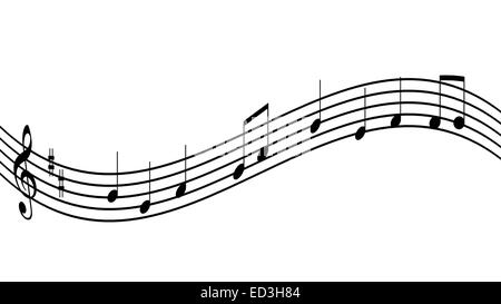 Musique - note avec une mélodie simple sur fond blanc Banque D'Images