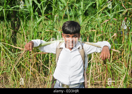 1 rural indien garçon enfant profiter de la ferme Banque D'Images