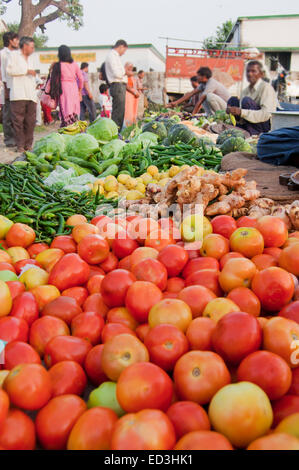 Village rural indien de la rue du marché alimentaire de Légumes Banque D'Images