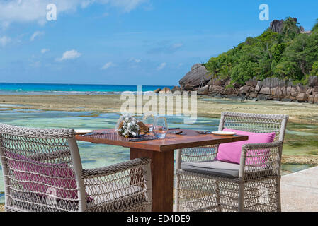 Le domaine de l'Orangeraie Resort dans la Digue, Seychelles Banque D'Images