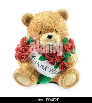 Ours en peluche mignon couple holding red rose. Banque D'Images