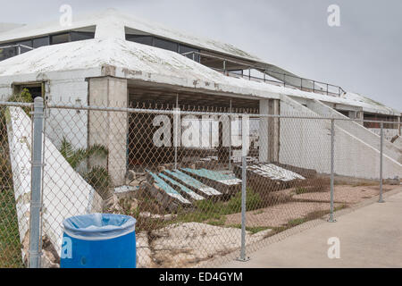 Les installations du parc Seawolf sur l'île Pelican, Galveston, Texas, ont été endommagées par l'ouragan Ike en 2008. Banque D'Images