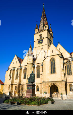 Sibiu, Roumanie. La cathédrale luthérienne, l'architecture gothique en Transylvanie, monument de saxons. Banque D'Images