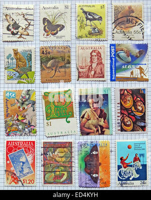 Un mélange d'affranchis des timbres australiens Banque D'Images