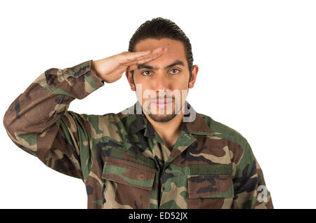 L'homme en uniforme militaire hispanique Banque D'Images