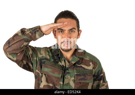 L'homme en uniforme militaire hispanique Banque D'Images