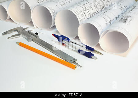 Rouleaux de Dessin Les outils de dessin et de composition Banque D'Images