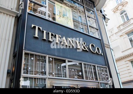 Détail de la boutique Tiffany Co. à Vienne, Autriche. Banque D'Images