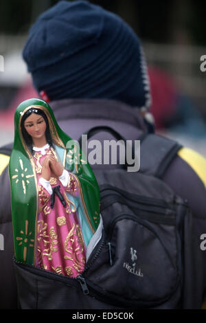 Un pèlerin est titulaire d'une image de la Vierge de Guadalupe- pèlerinage annuel à la basilique Notre Dame de Guadalupe, à Mexico, à moi Banque D'Images