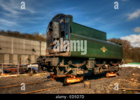 Dans les voies latérales à Grosmont sur le North Yorkshire Moors Railway, Yorkshire du Nord. Banque D'Images