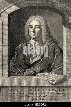 George Frederick Handel ou George Frideric Handel, 1685 - 1759, un compositeur anglo-allemande de l'époque baroque, Georg Friedrich Händel Banque D'Images