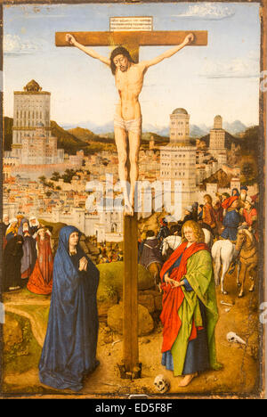 Crucifixion, école de Van Eyck, Ca' d'Oro (correctement Palazzo Santa Sofia) palace, Grand Canal, Venise, Italie Banque D'Images