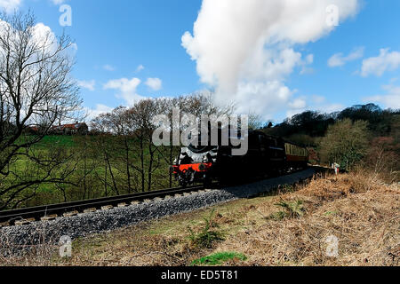 Un train à vapeur près de la gare de Goathland sur le North York Moors Railway dans le North York Moors National Park, North Banque D'Images