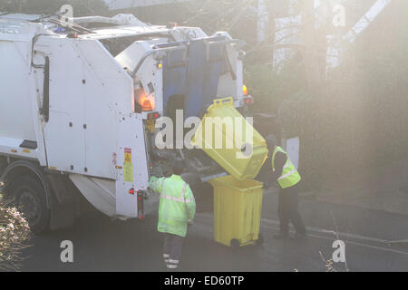 Wimbledon London,UK. 29 décembre 2014. Conseil Merton ben hommes collecter les déchets de Noël provenant de ménages à prendre pour le recyclage depot : amer ghazzal/Alamy Live News Banque D'Images