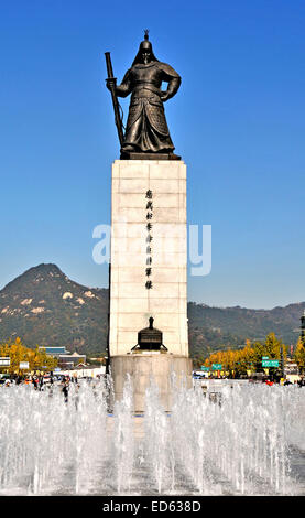 L'amiral Yi Sun Shin monument, Séoul, Corée du Sud Banque D'Images