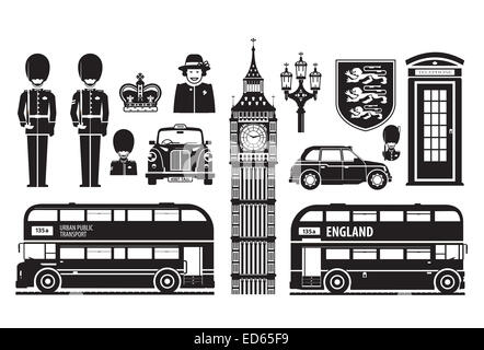 L'Angleterre, Londres, UK ensemble d'icônes Banque D'Images