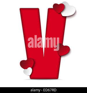 Vector - Lettres de l'Alphabet avec Coeur Rouge Saint Valentin Banque D'Images