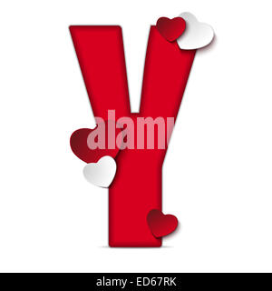 Vector - Lettres de l'Alphabet avec Coeur Rouge Saint Valentin Banque D'Images