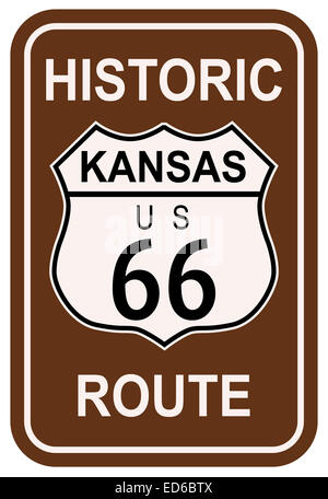 Kansas route historique 66 Panneau de circulation avec la légende historique Route 66 Banque D'Images