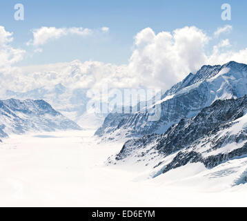 Pittoresque panorama du Grand Glacier d'Aletsch Jungfrau Region,une partie de la montagne de neige alpin Alpes Suisses Paysage à la Suisse. Banque D'Images