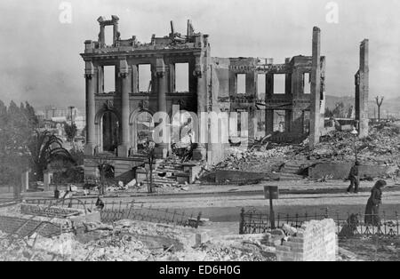 Ruines après tremblement de terre de San Francisco, 1906 Banque D'Images