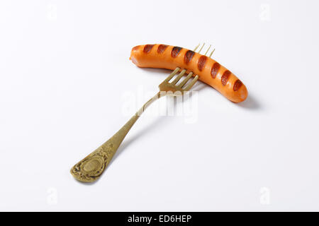 Saucisse de Vienne grillé sur fourche Banque D'Images