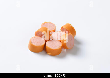 Saucisse de Vienne coupé en petits morceaux Banque D'Images