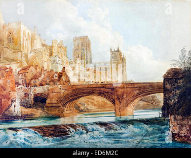 Thomas Girtin, Cathédrale de Durham et le château. Vers 1800. L'aquarelle. J. Paul Getty Museum, Los Angeles, USA. Banque D'Images