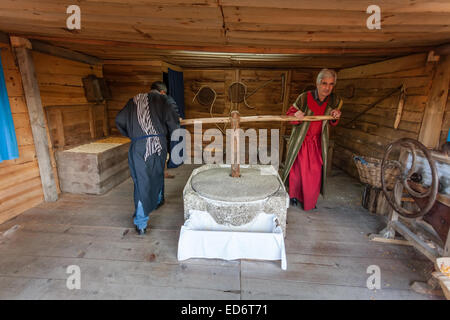 Priscos, Portugal. 29 Décembre, 2014. L'inscription des professions libérales dans la Terre Sainte. Organisée par la population de Priscos, un petit village (district de Braga, au nord du Portugal), la scène de la nativité est la plus grande représentation en direct de la naissance du Christ en Europe. Autour de cette scène une petite ville illustrant la vie en Terre Sainte à cette époque est construit avec les structures politiques et militaires romains, bâtiments religieux juif et boutiques d'artisanat. Credit : StockPhotosArt.com/Alamy Live News Banque D'Images