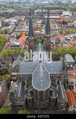 Maria van Jessekerk (Maria van Jesse) Église de Delft. Photographié à partir de ci-dessus, à partir de la nouvelle église (Nieuwe Kerk) Banque D'Images