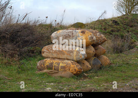 Les bombes Imber est un village dans le cadre de la formation de l'armée britannique dans la plaine de Salisbury, Wiltshire, Angleterre.Le fr Banque D'Images