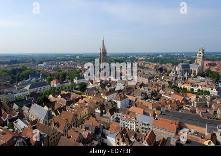 La Cathédrale Saint Sauveur, vue depuis le Beffroi, Bruges, Flandre occidentale, Belgique, Europe Banque D'Images