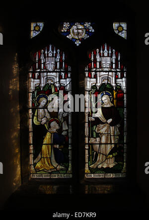 Jésus apparaissant aux Apôtres, vitrail de l'Église, Brilley Brilley, Hereford, Angleterre Banque D'Images